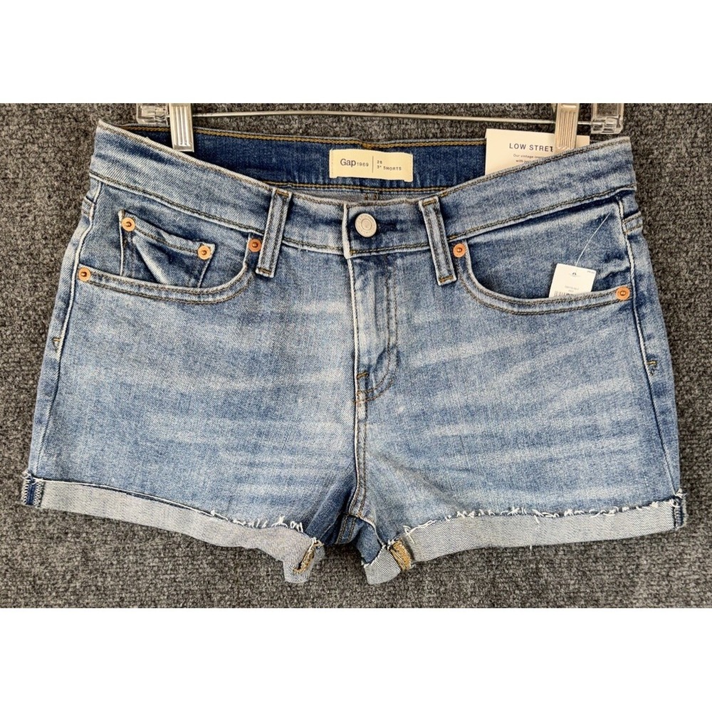 NWT Gap Jean Shorts Womens 26 Mid Rise Low Stretch 3" Inseam Denim Shorts Casual